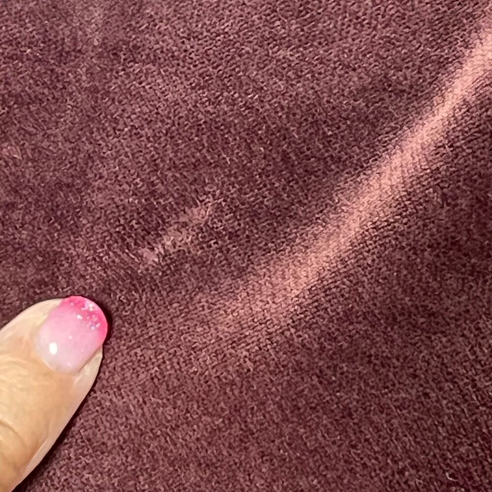 CAbi Burgundy Velour Pants 10 Velvet MidRise Straight Leg Rivets Gold Stitching - Picture 7 of 13